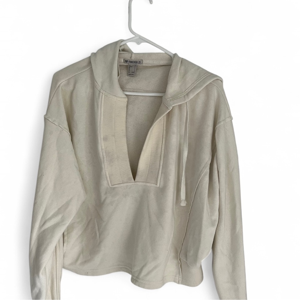 Forever 21 Tan Sailor Collar Crop Hoodie
